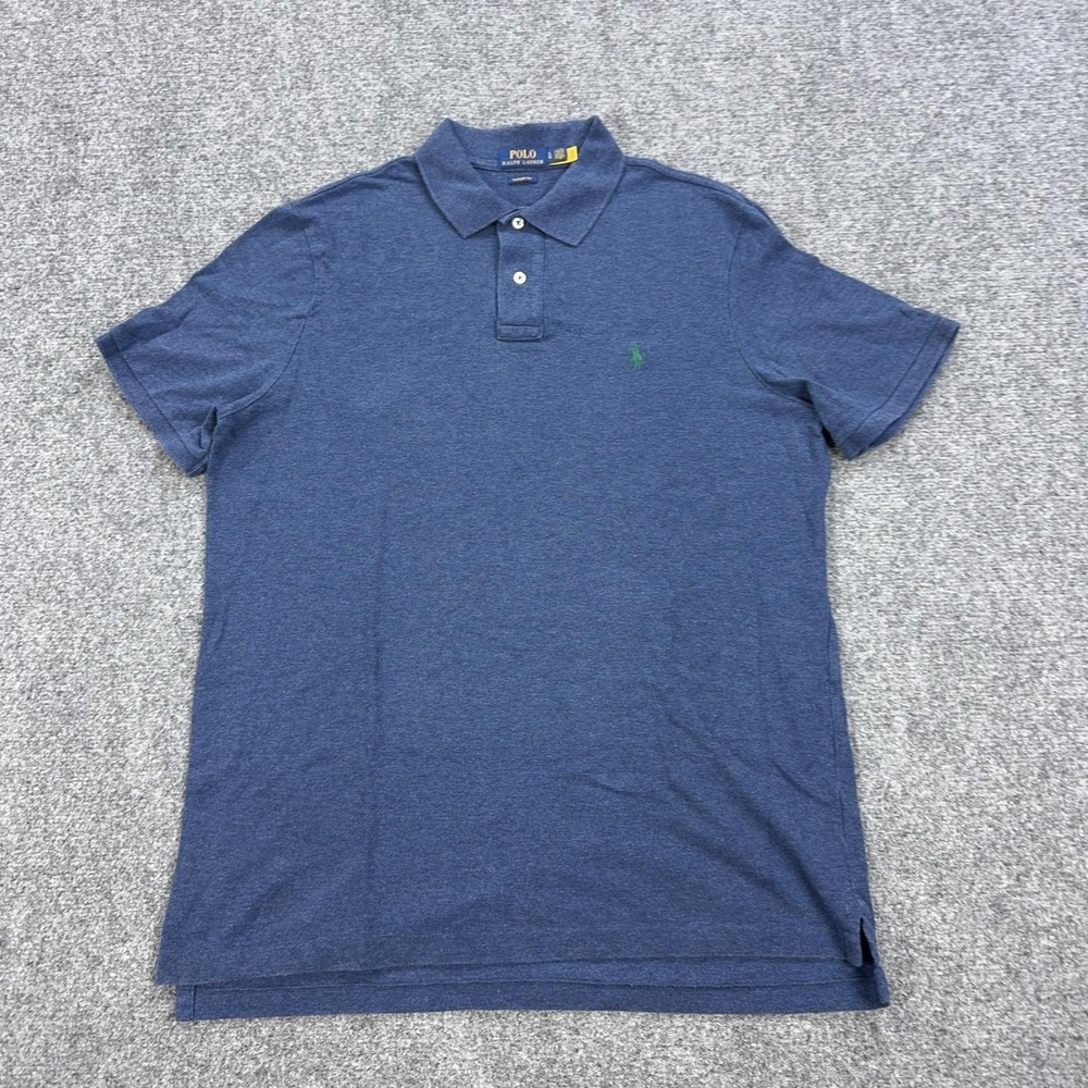 Polo‎ Ralph Lauren Polo Shirt Mens L Blue Classic Fit Logo Casual Short Sleeve
